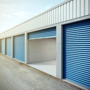 Storage door open at storage facility